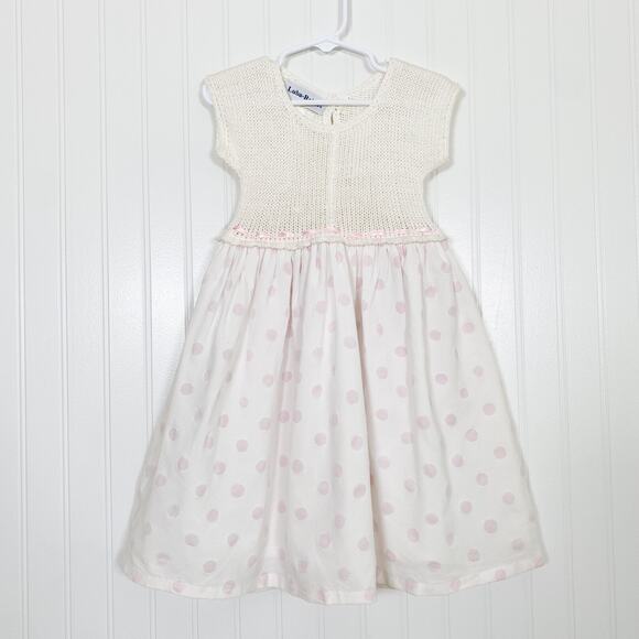 VTG Luba Robert Baby Girls Dress Size 24 mos Easter Party Church Pink Dots - Picture 1 of 9